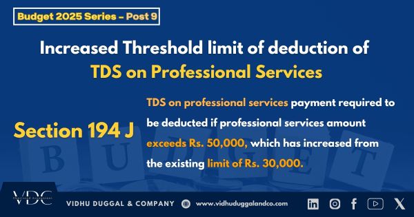 Increased Threshold Limit for TDS on Professional Services!